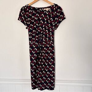 Yumi Pleated Belted Sheath Dress Size 6/8 Geometric *E69